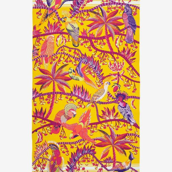 Yellow fouta towel with exotic pattern