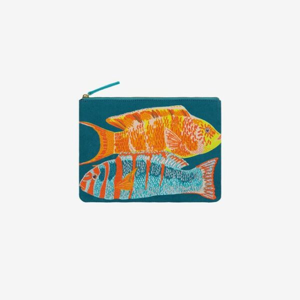 Hand-embroidered pouch